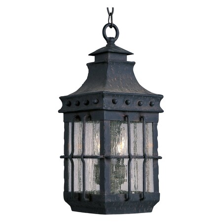 Maxim Three Light Country Forge Seedy Glass Hanging Lantern 30088CDCF